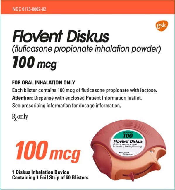 packaging of Flovent 100 inhaler